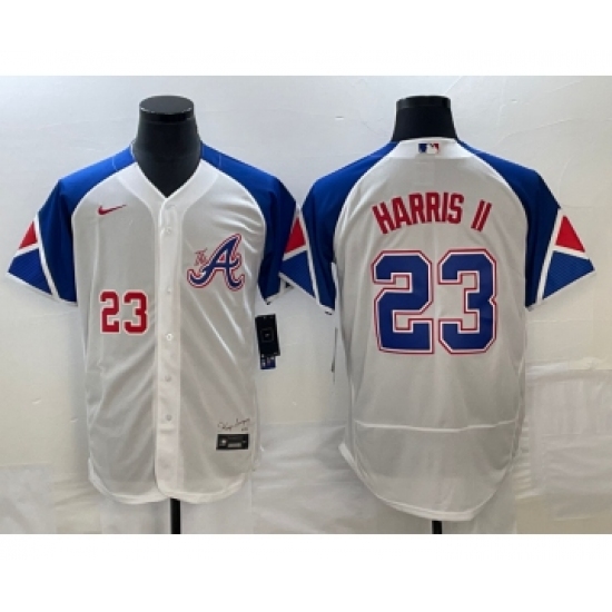 Men's Atlanta Braves 23 Michael Harris II Number White 2023 City Connect Flex Base Stitched Baseball Jersey