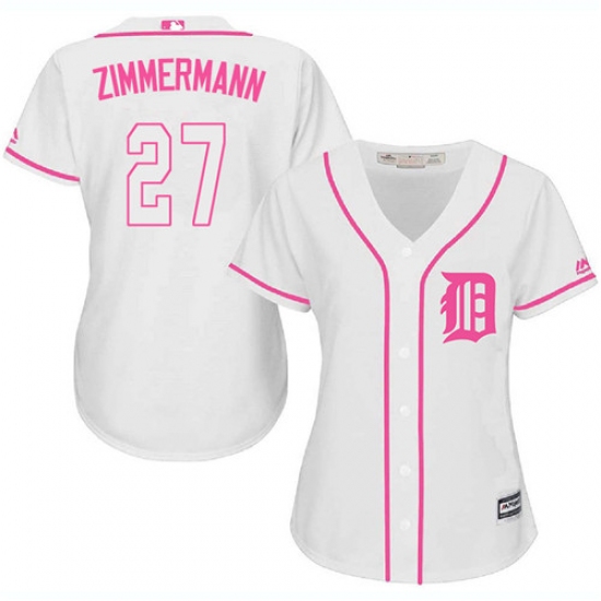 Women's Majestic Detroit Tigers 27 Jordan Zimmermann Authentic White Fashion Cool Base MLB Jersey