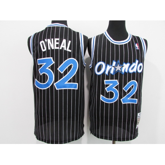 Men's Orlando Magic 32 Shaquille O'Neal Black Mitchell & Ness Black Retired Player Jersey