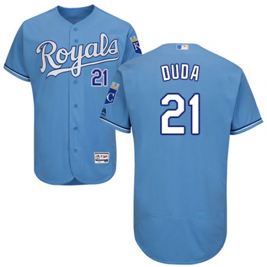 Men's Majestic Kansas City Royals 21 Lucas Duda Light Blue Alternate Flex Base Authentic Collection MLB Jersey