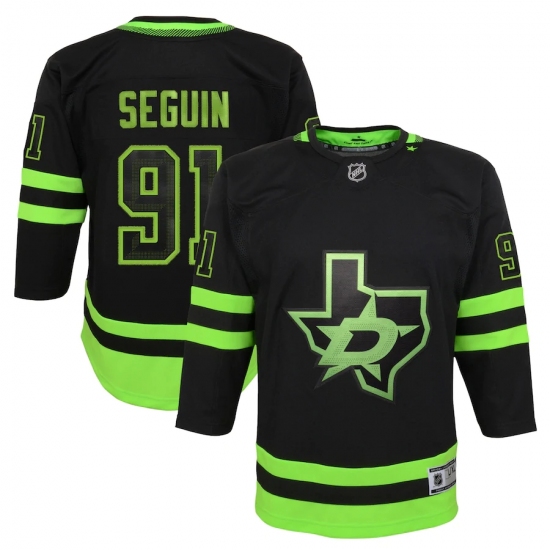 Youth Dallas Stars 91 Tyler Seguin Black 2020-21 Alternate Premier Player Jersey