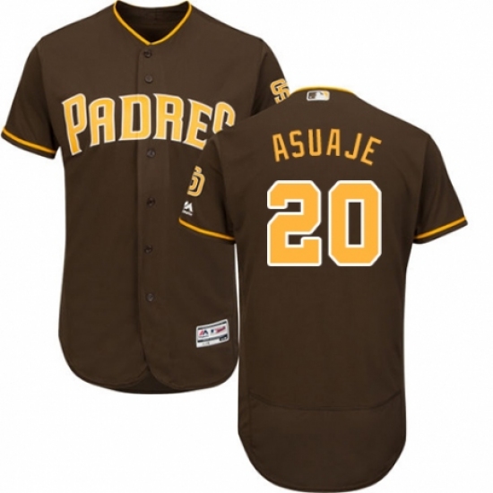 Men's Majestic San Diego Padres 20 Carlos Asuaje Brown Alternate Flex Base Authentic Collection MLB Jersey