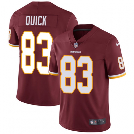 Youth Nike Washington Redskins 83 Brian Quick Burgundy Red Team Color Vapor Untouchable Limited Player NFL Jersey