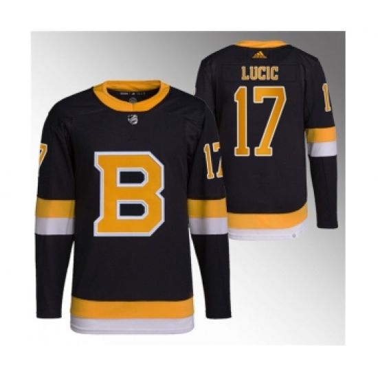 Men's Boston Bruins 17 Milan Lucic Black Home Breakaway Stitched Jersey