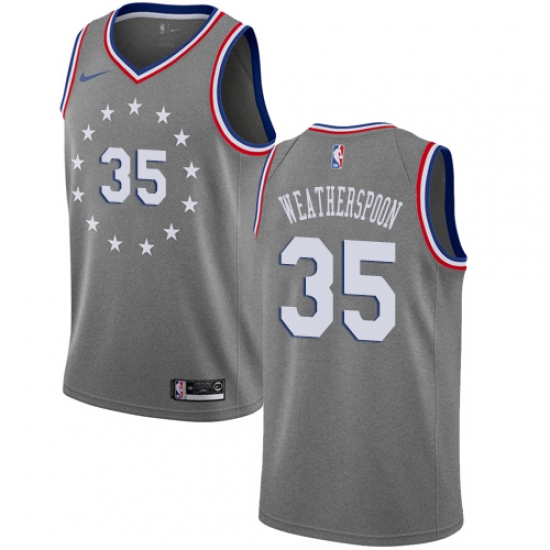 Youth Nike Philadelphia 76ers 35 Clarence Weatherspoon Swingman Gray NBA Jersey - City Edition