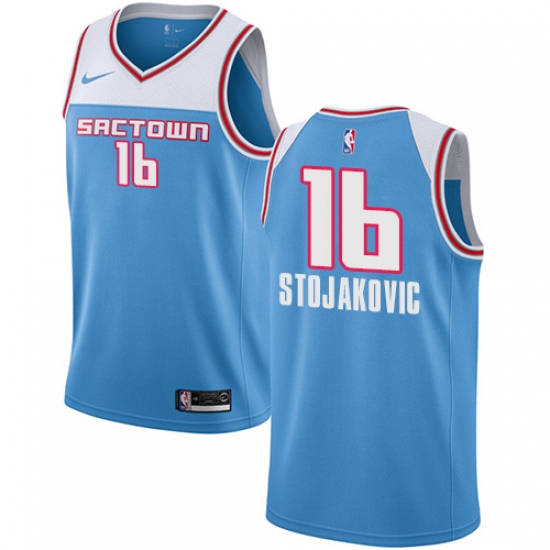 Youth Nike Sacramento Kings 16 Peja Stojakovic Swingman Blue NBA Jersey - 2018 19 City Edition