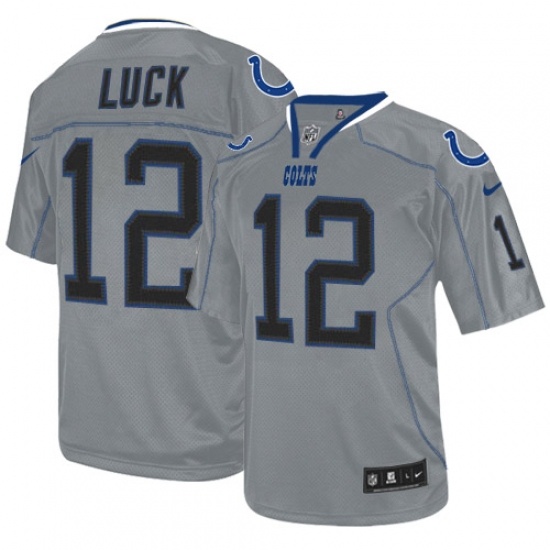 Men's Nike Indianapolis Colts 12 Andrew Luck Elite Lights Out Grey NFL Jersey