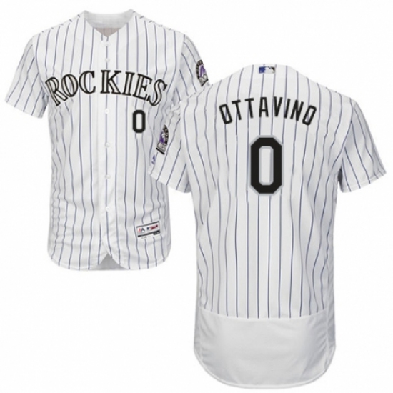 Men's Majestic Colorado Rockies 0 Adam Ottavino White Home Flex Base Authentic Collection MLB Jersey