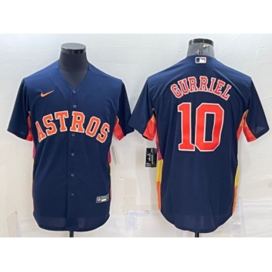 Men's Houston Astros 10 Yuli Gurriel Navy Blue Stitched MLB Cool Base Nike Jersey