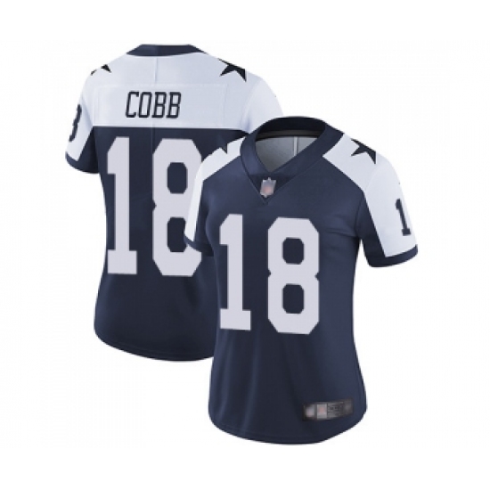 Women's Dallas Cowboys 18 Randall Cobb Navy Blue Throwback Alternate Vapor Untouchable Limited Player Football Jersey