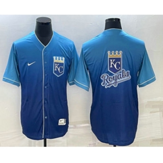 Men's Kansas City Royals Big Logo Nike Blue Fade Stitched Jerseys