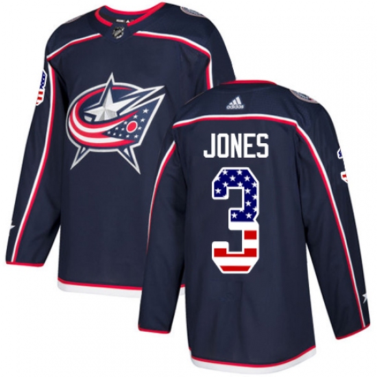 Youth Adidas Columbus Blue Jackets 3 Seth Jones Authentic Navy Blue USA Flag Fashion NHL Jersey