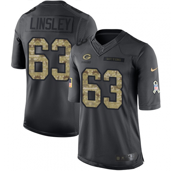 Men's Nike Green Bay Packers 63 Corey Linsley Limited Black 2016 Salute to Service NFL Jersey