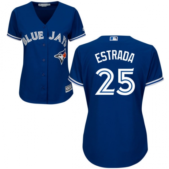 Women's Majestic Toronto Blue Jays 25 Marco Estrada Replica Blue Alternate MLB Jersey