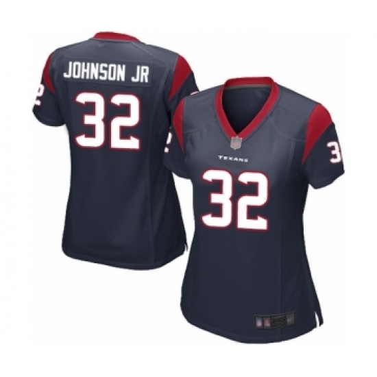 Women's Houston Texans 32 Lonnie Johnson Game Navy Blue Team Color Football Jersey