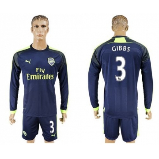 Arsenal 3 Gibbs Sec Away Long Sleeves Soccer Club Jersey