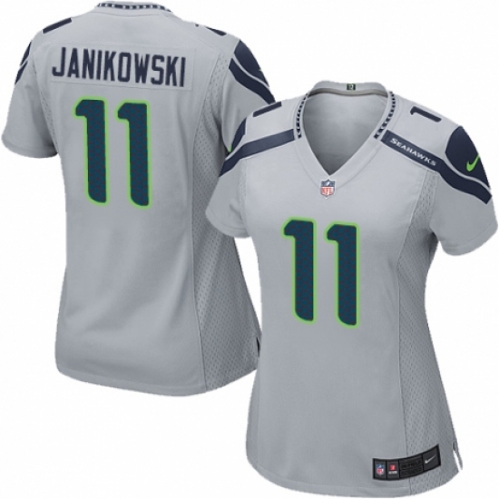 Women's Nike Seattle Seahawks 11 Sebastian Janikowski Game Grey Alternate NFL Jersey