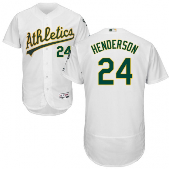 Men's Majestic Oakland Athletics 24 Rickey Henderson White Home Flex Base Authentic Collection MLB Jersey