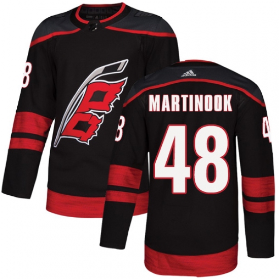 Men's Adidas Carolina Hurricanes 48 Jordan Martinook Premier Black Alternate NHL Jersey