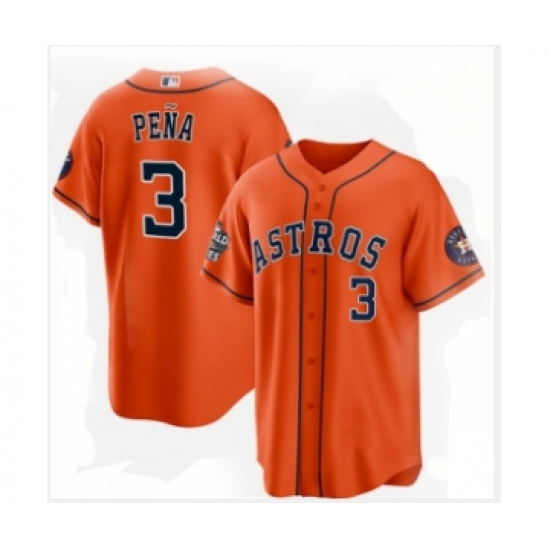 Men's Houston Astros 3 Jeremy Pe?a Orange 2022 World Series Home Stitched Baseball Jersey