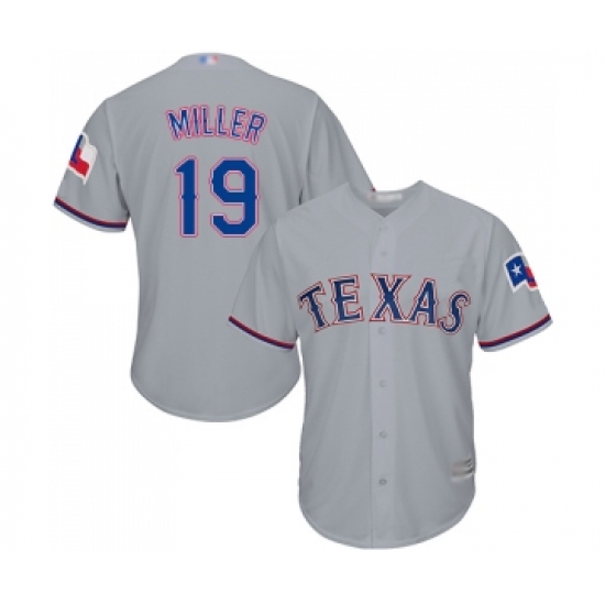 Men's Texas Rangers 19 Shelby Miller Replica Grey Road Cool Base Baseball Jersey