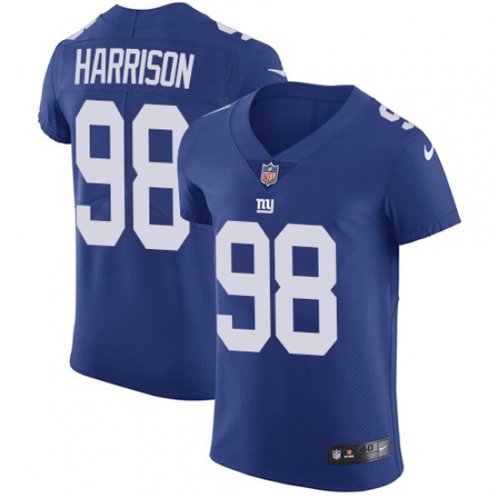 Men's Nike New York Giants 98 Damon Harrison Elite Royal Blue Team Color NFL Jersey