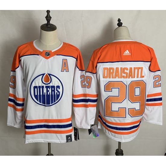 Men's Edmonton Oilers 29 Leon Draisaitl White Alternate Hockey Jersey