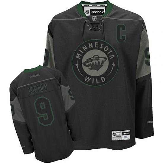 Men's Reebok Minnesota Wild 9 Mikko Koivu Authentic Black Ice NHL Jersey