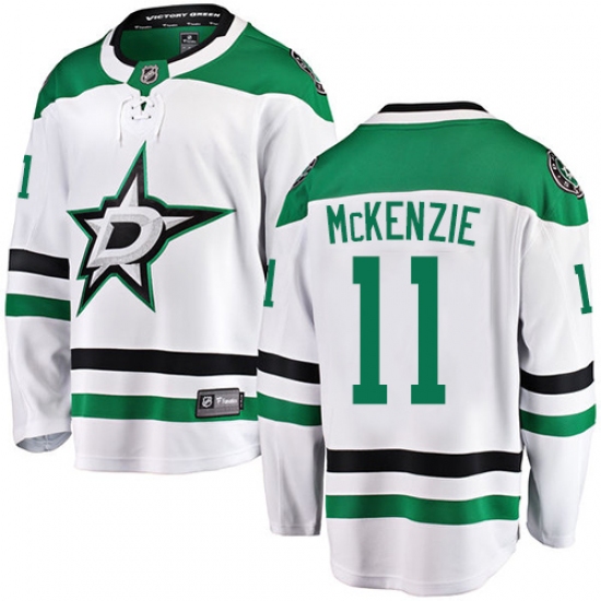 Men's Dallas Stars 11 Curtis McKenzie Authentic White Away Fanatics Branded Breakaway NHL Jersey