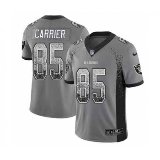 Youth Nike Oakland Raiders 85 Derek Carrier Limited Gray Rush Drift Fashion NFL Jersey