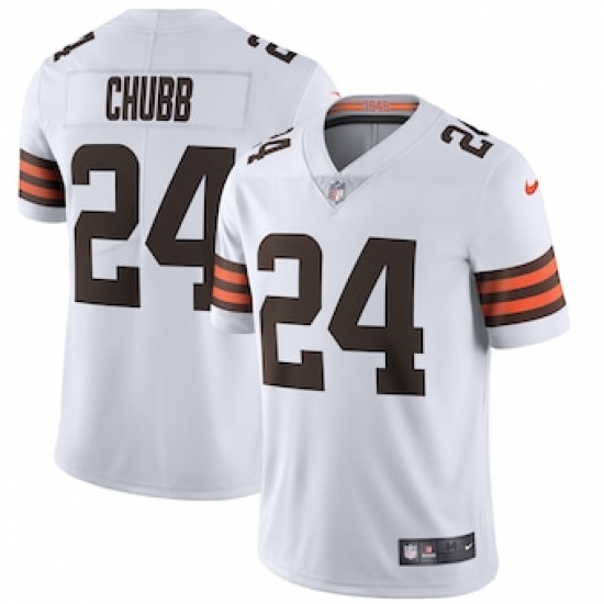 Nike Cleveland Browns 24 Nick Chubb Men's White 2020 Vapor Limited Jersey