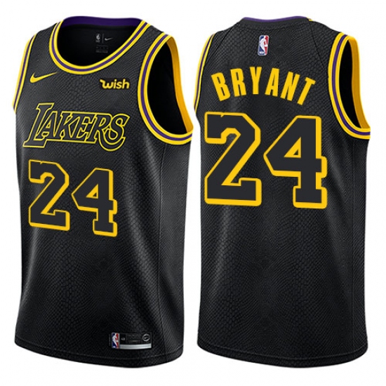 Youth Nike Los Angeles Lakers 24 Kobe Bryant Swingman Black NBA Jersey - City Edition