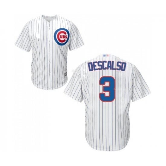 Men's Chicago Cubs 3 Daniel Descalso Replica White Home Cool Base Baseball Jersey
