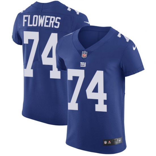 Men's Nike New York Giants 74 Ereck Flowers Elite Royal Blue Team Color NFL Jersey