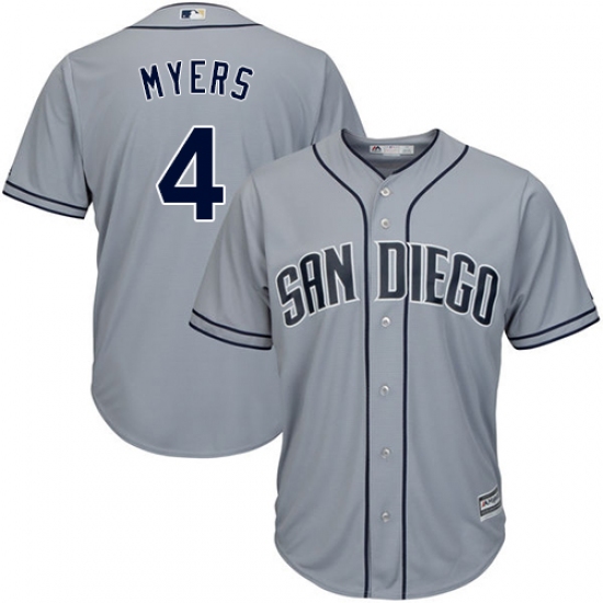 Men's Majestic San Diego Padres 4 Wil Myers Replica Grey Road Cool Base MLB Jersey