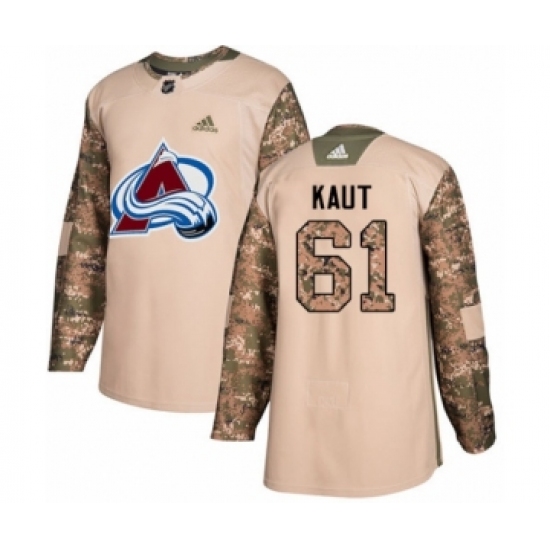 Men's Adidas Colorado Avalanche 61 Martin Kaut Authentic Camo Veterans Day Practice NHL Jersey