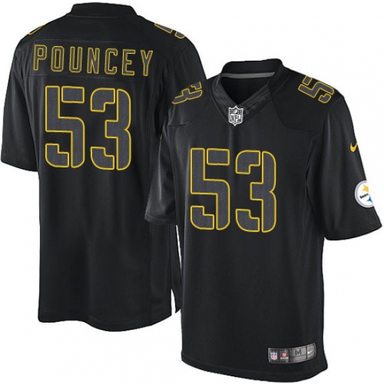 Men's Nike Pittsburgh Steelers 53 Maurkice Pouncey Elite Black Impact NFL Jersey