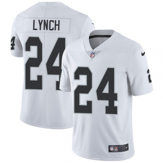 Youth Nike Oakland Raiders 24 Marshawn Lynch Elite White NFL Jersey