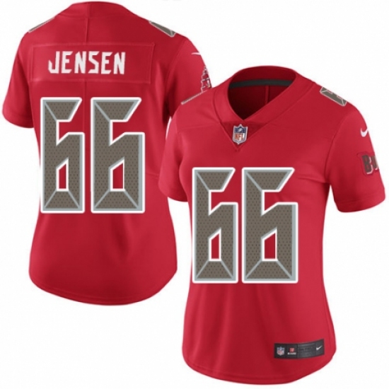 Women's Nike Tampa Bay Buccaneers 66 Ryan Jensen Limited Red Rush Vapor Untouchable NFL Jersey