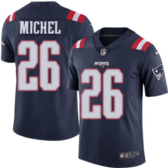 Men's Nike New England Patriots 26 Sony Michel Limited Navy Blue Rush Vapor Untouchable NFL Jersey