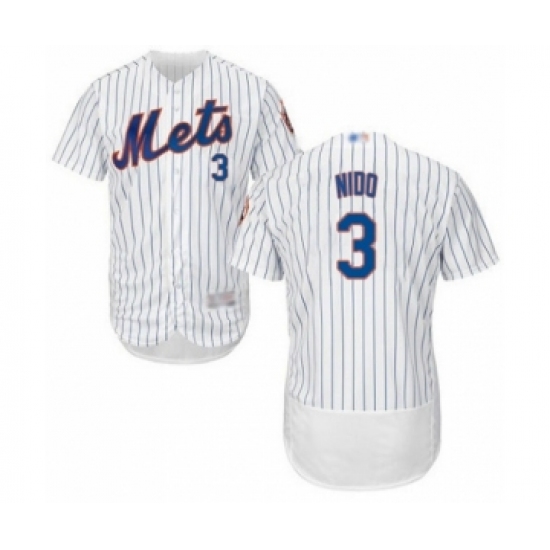 Men's New York Mets 3 Tomas Nido White Home Flex Base Authentic Collection Baseball Player Jersey