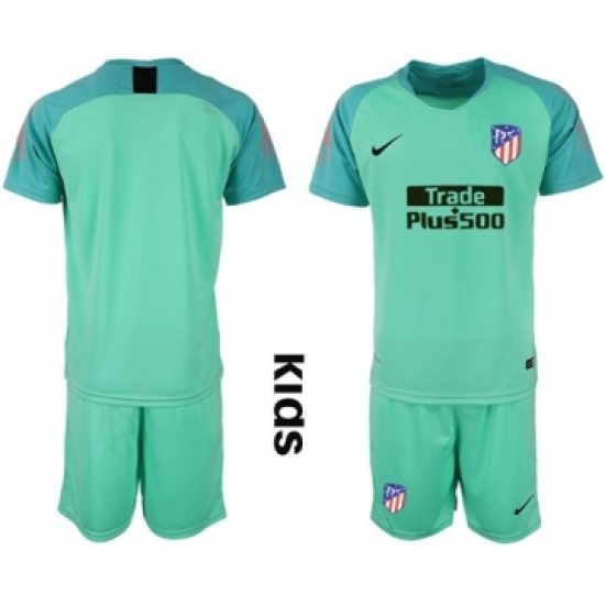 Atletico Madrid Blank Green Goalkeeper Kid Soccer Club Jersey