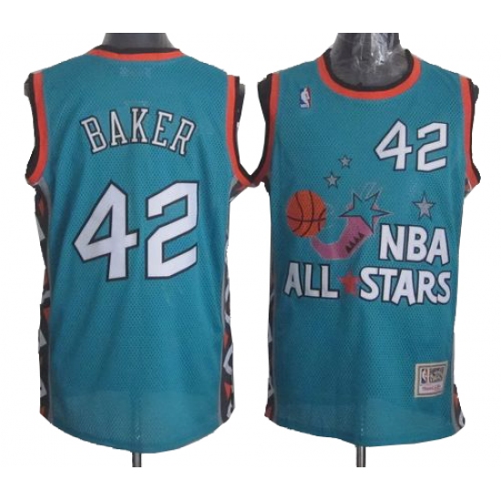 Men's Mitchell and Ness Milwaukee Bucks 42 Vin Baker Authentic Light Blue 1996 All Star Throwback NBA Jersey