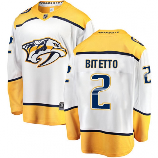 Men's Nashville Predators 2 Anthony Bitetto Fanatics Branded White Away Breakaway NHL Jersey