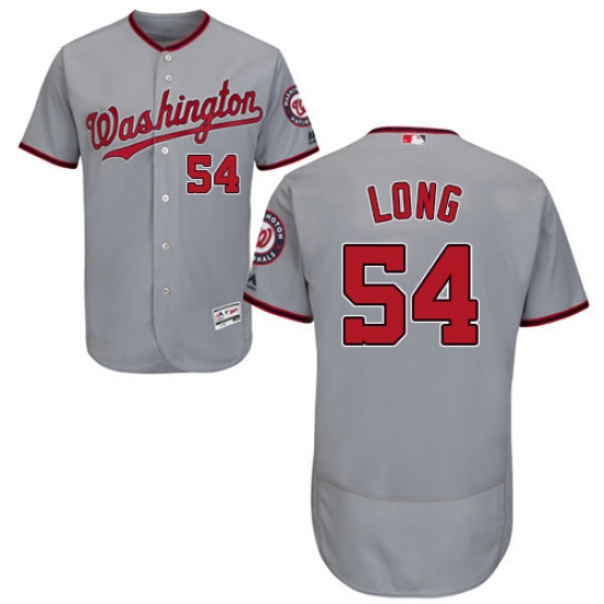 Men's Majestic Washington Nationals 54 Kevin Long Grey Road Flex Base Authentic Collection MLB Jersey