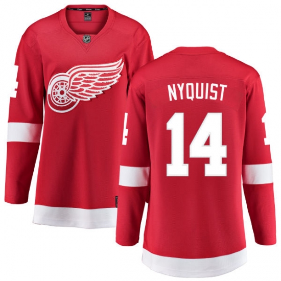 Women's Detroit Red Wings 14 Gustav Nyquist Fanatics Branded Red Home Breakaway NHL Jersey