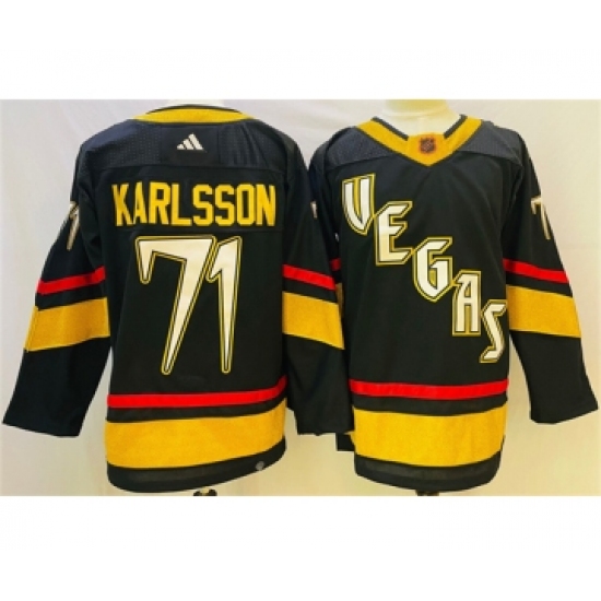 Men's Vegas Golden Knights 71 William Karlsson Black 2022-23 Reverse Retro Stitched Jersey