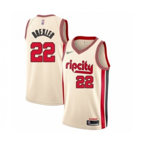 Youth Portland Trail Blazers 22 Clyde Drexler Swingman Cream Basketball Jersey - 2019 20 City Edition