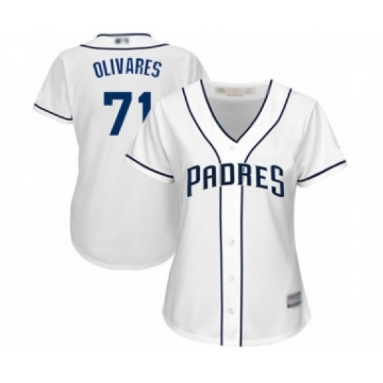 Women's San Diego Padres 71 Edward Olivares Authentic White Home Cool Base Baseball Player Jersey