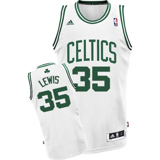 Men's Adidas Boston Celtics 35 Reggie Lewis Swingman White Home NBA Jersey